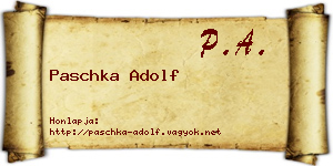 Paschka Adolf névjegykártya